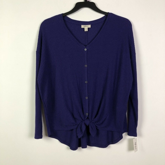 Style & Co. Tops - Style&Co 1X Purple Button Tie Front Top 1T110